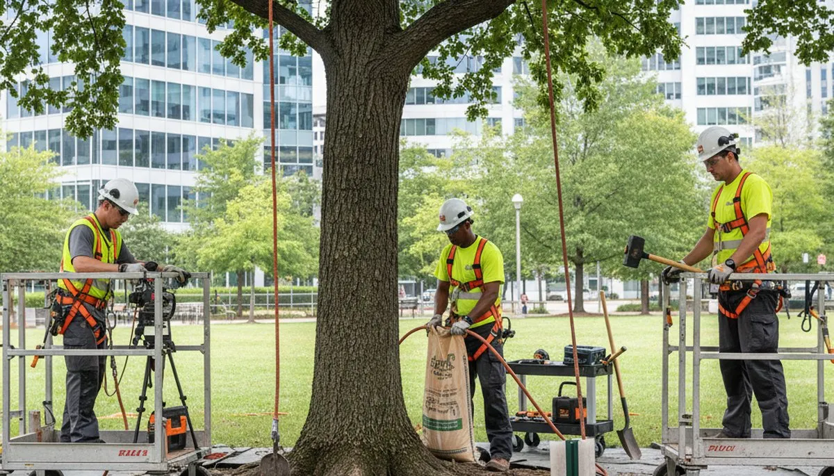 Bellevue, WA arborist protecting tree roots during root care service