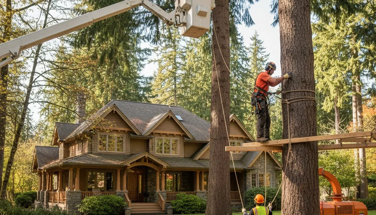 Tree service crew removing a tree in Bellevue, WA