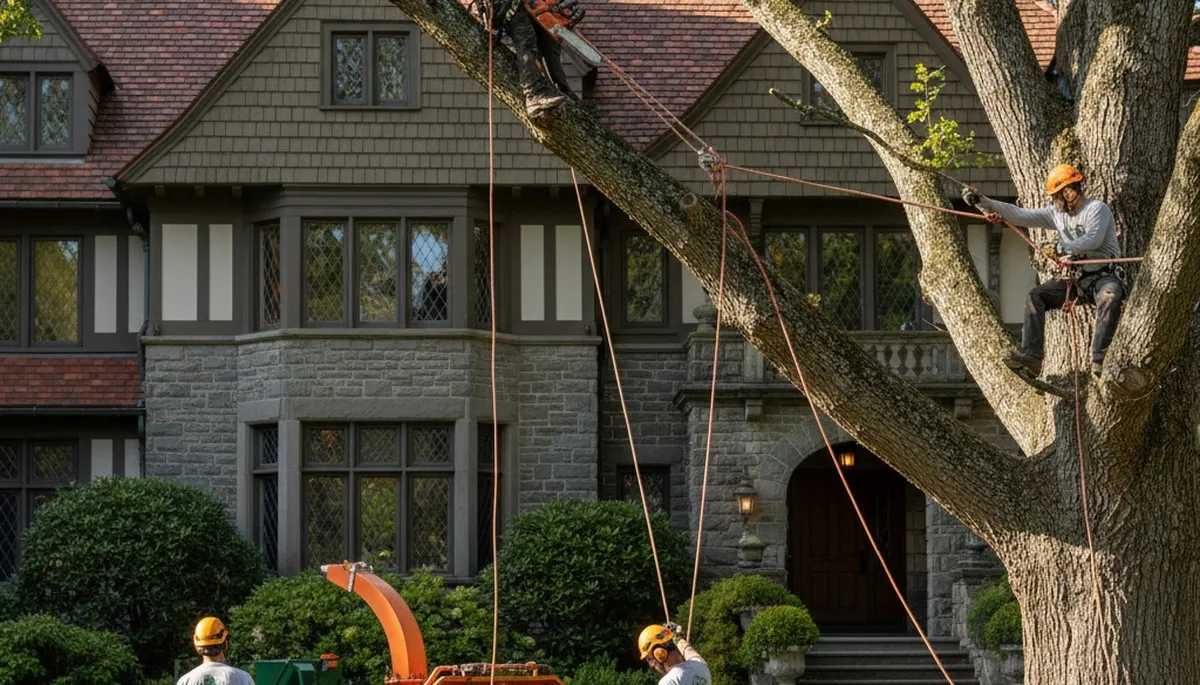 Bellevue, WA tree service crew removing a tree with professional equipment