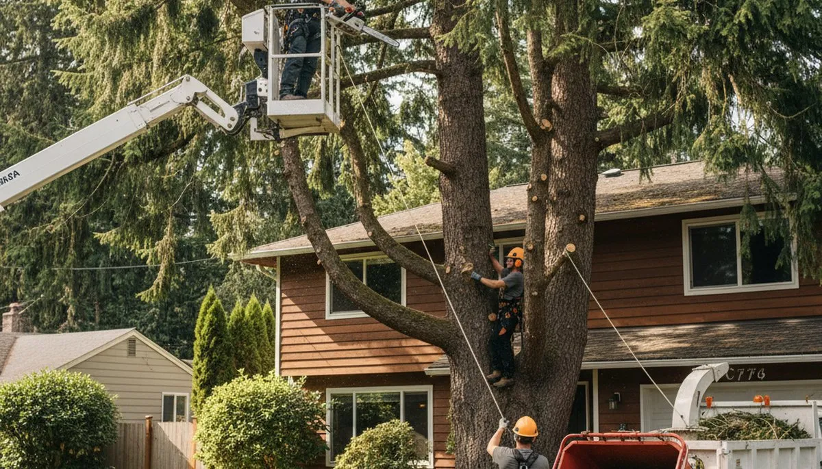 Tree service crew in Bellevue, WA providing safe tree removal and trimming for homes and businesses